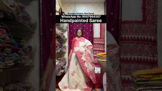 Pujor Saree ❤️ handpainted boutique onlineshopping reels viralvideo video saree sale yt [upl. by Ejroj]