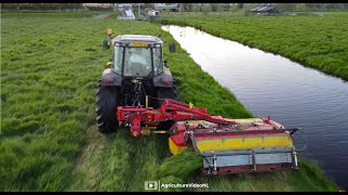 1e snede maaien met zelfbouwafvoerband op Pöttinger maaier  DIY cross conveyor belt on mower [upl. by Aniweta99]