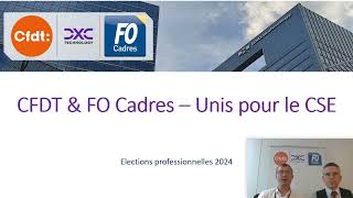 CFDT amp FO Cadres – Unis pour le CSE son enregistré ok [upl. by Rovelli]