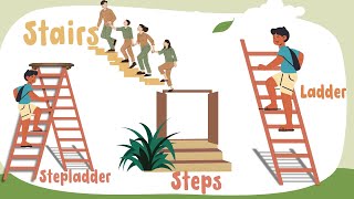 Ladder Stepladder Stairs and Steps Denglish  English for Beginners  English Wordlist [upl. by Akkeber363]