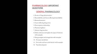 Pharmacology important questions trending mbbslife pharamacology medicalconcepts28 [upl. by Wiburg]