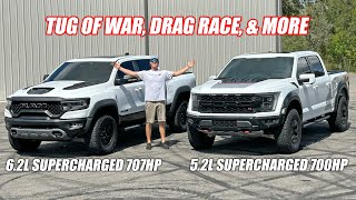 We Tested The RAM quotTRXquot vs The Ford Raptor quotRquot  Factory Supercharged TRUCK BATTLE [upl. by Imeka918]