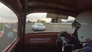 HSCC 1300cc VW Beetle racing at Silverstone Walter Hayes Trophy Closed Wheel Race [upl. by Soirtemed811]