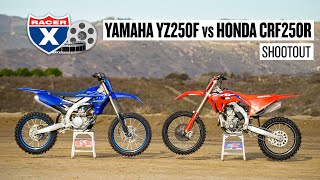 2022 Honda CRF250R vs Yamaha YZ250F  Motocross Bike Shootout [upl. by Koerner]