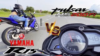 Bajaj Pulsar Ns200 🆚 Yamaha R15 v3 Batalla definitiva 😨🚫 [upl. by Kcirdnekal]