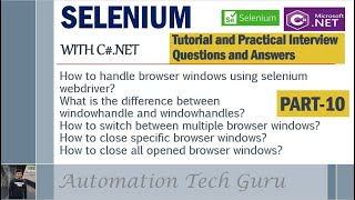 PART 10  Selenium with CNET Tutorial and Practical Interview Questions and Answers Live Project [upl. by Mcintosh]