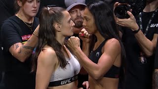 Erin Blanchfield vs Taila Santos  Weighin FaceOff  UFC Fight Night Holloway vs Korean Zombie [upl. by Erodaeht668]