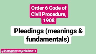 Order 6 CPC Pleadings meanings amp fundamentals [upl. by Snebur]