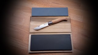 Sharpening Opinel № 8 INOX knife with Norton Crystolon Fine amp Black Arkansas stones [upl. by Armalda]