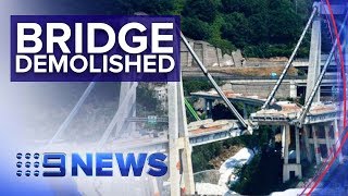 Remains of Morandi bridge demolished months after deadly collapse  Nine News Australia [upl. by Portia]