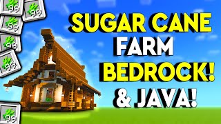 BEST EASY Sugar Cane Farm Minecraft Tutorial  Java amp Bedrock  MCPE [upl. by Bortman]