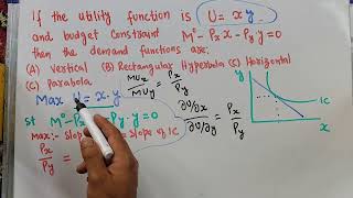 derive the demand function from the given utility function and the budget constraint using tangency [upl. by Leno974]