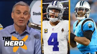 THE HERD  Colin Cowherd defends his stance that Dak Prescott has had a better carer than Cam Newton [upl. by Noemys]