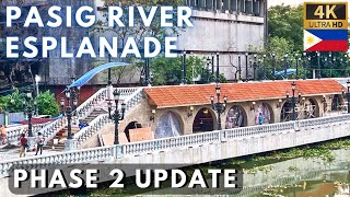 PASIG RIVER ESPLANADE Update on Phase 2 4K Walking Tour Manila Philippines  June 12 2024 [upl. by Marozik]