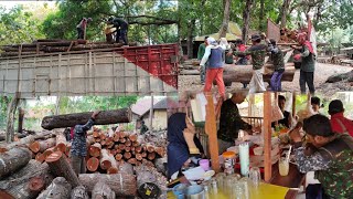 ekstrim‼️beginilah cara kerjanya buruh angkat berat muat kayu akasia campur 400 batang [upl. by Ibba564]