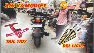 R15 v3 modfied tail tidy amp drl light​​⁠​⁠jituvlogs02 modified bike r15 bikelover [upl. by Attennek]