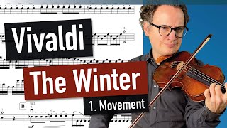 A Vivaldi  Winter 1 Movement  The Four Seasons  violin sheet music  piano accompaniment [upl. by Garratt298]