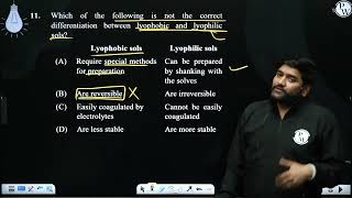 Which of the following is not the correct differentiation between lyophobic and lyophilic sols [upl. by Aikimat]