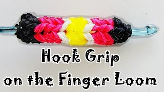 EASY Rainbow Loom Hook Grip How to make with the new Finger Loom using Loom Bands [upl. by Dloniger]