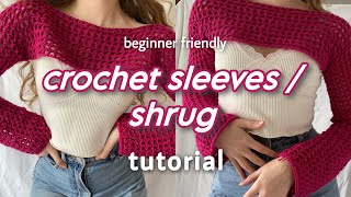 easy Crochet Shrug  Sleeves Tutorial🌺crochet mesh fishnet top  75 emma [upl. by Aisekal]