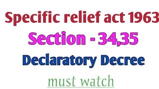 Section 3435 SRA specific relief act 1963 Declaratory decrees [upl. by Goldsworthy]