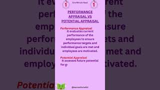 Performance Appraisal vs Potential Appraisal I Human Resource Management hrm hrmshorts [upl. by Sale]