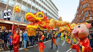 London’s Chinese New Year GRAND PARADE 2019 in Chinatown for Year of the Pig [upl. by Jecon]