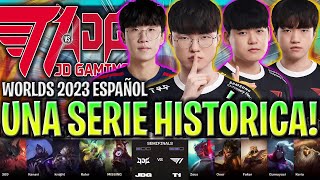 LA MEJOR PARTIDA DE LA HISTORIA DEL MUNDIAL😱  T1 vs JDG GAME 4 SEMIFINAL WORLDS 2023 LVP ESPAÑOL [upl. by Narcho]