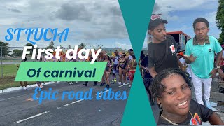 ST Lucia First day of carnival 2024  epic road vibes  DAY ONE [upl. by Hamon542]