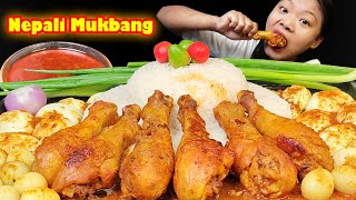 Eating Spicy Chicken Leg Curry 30 Eggs Curry With Rice  Nepali Mukbang  Eating Show [upl. by Lemahs442]