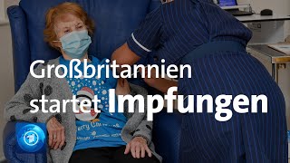 Coronavirus Großbritannien startet Impfungen [upl. by Ahsenad]