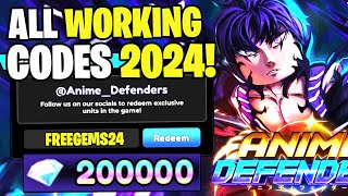 NEW ALL WORKING CODES FOR ANIME DEFENDERS IN 2024 ROBLOX ANIME DEFENDERS CODES [upl. by Gelhar]