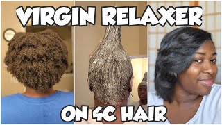 VIRGIN RELAXER ON 4C NATURAL HAIR AT HOME❗️ yes I went from natural to relaxed after 21 months🫣 [upl. by Annaiviv311]