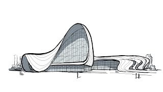 Drawing the Heydar Aliyev Center by Zaha Hadid [upl. by Yelsgnik]