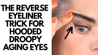 THE REVERSE EYELINER TRICK FOR HOODED DROOPY AGING EYES  Nikol Johnson [upl. by Yrelbmik]