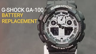 HOW TO CHANGE BATTERY CASIO GSHOCK GA100  GSHOCK BATTERY REPLACEMENT [upl. by Minni]