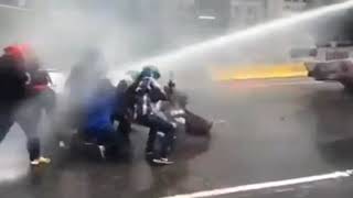 Water Cannon Blasts Protesters [upl. by Akined]