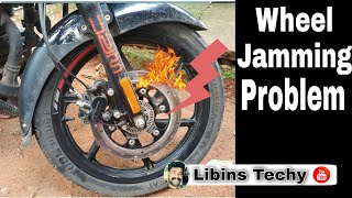 Bike Front wheel Jamming Problem l How to fix jammed disc caliper  Pulsar l honda l bajaj Disc heat [upl. by Naval]