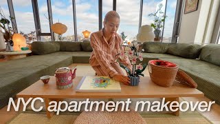 decorating  cleaning my NYC living room new VIRAL sofa unboxing  PENTHOUSE GLOW UP ep2 [upl. by Dede119]