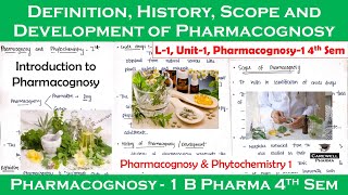 Definition History Scope and Development of Pharmacognosy  L1 Unit1  pharmacognosy 4th semester [upl. by Spielman]