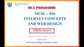 IGNOU MCA  Semester 1  Internet Concepts and Web Design  MCSL 016  Unit5  VBScript [upl. by Sokil]