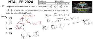 The position Vectors of the vertices ABC 2i3j3kJEEMain2024session 127 Feb 2024 Shift 2NTA [upl. by Malony]