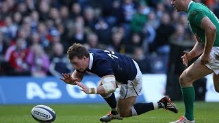 Jamie Heaslip tackle denies Stuart Hogg Try Scotland v Ireland 21st March 2015 [upl. by Olsson168]