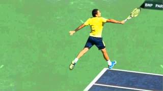 Almagro backhand Serve return Head height ball Super slow motion [upl. by Ayikaz]