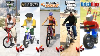 GTA 5 BMX BIKE vs TEARDOWN vs GTA SAN ANDREAS vs BEAMNG vs BRICK RIGS  WHICH IS BEST [upl. by Pytlik]