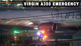 BIG EMERGENCY  VIRGIN A350 LANDS WITH NO THRUST REVERSERS amp BRAKES SMOKING [upl. by Notac]