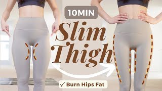 10min Easy Slim Thighs workout Toned Inner amp Outer Thighs Burn Hips Fat  100 RESULT [upl. by Lokim]