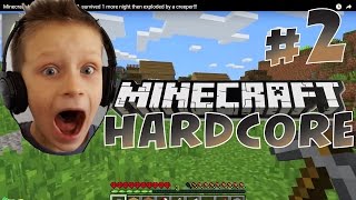 Minecraft Hardcore Survival 2 survived another night then exploded by a creeper  KID GAMING [upl. by Nerta]