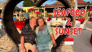 BEST SEAFOOD in Bali with SUNSET VIEWS Jimbaran Bay  Bali vlog 6 [upl. by Sedberry]