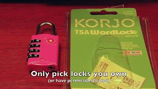 Picking 13 TSA combination padlock Korjo TSA007 picked amp decoded [upl. by Nnyleak430]